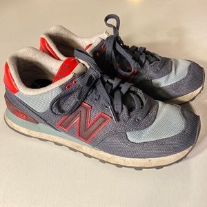 New Balance Gray and Blue Athletic Shoes with Retro Design